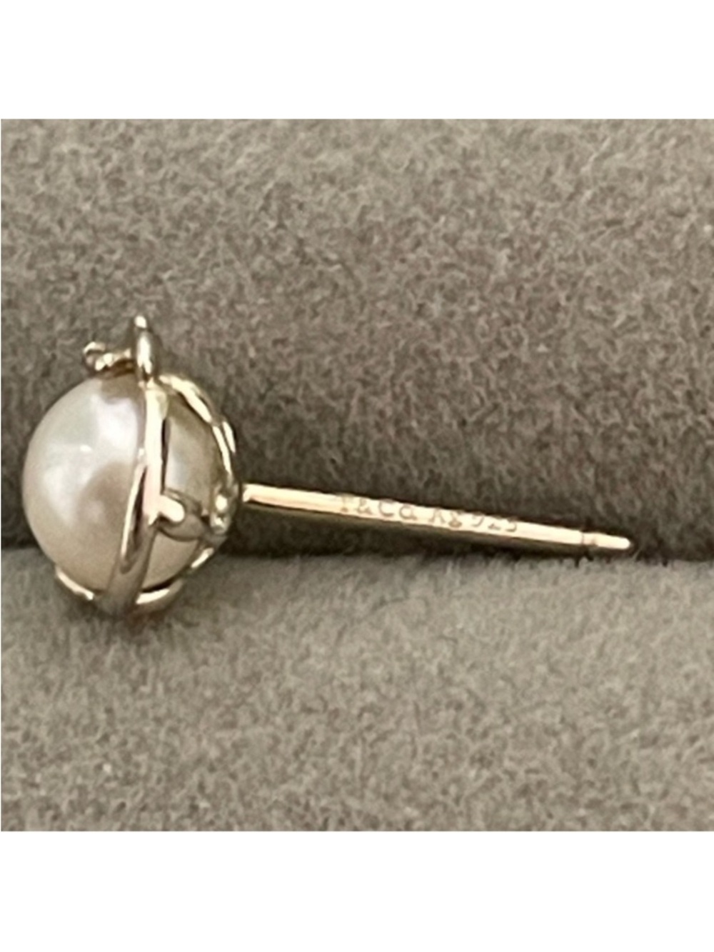 Tiffany silver olive leaf pearl earrings - Picture 5 of 9